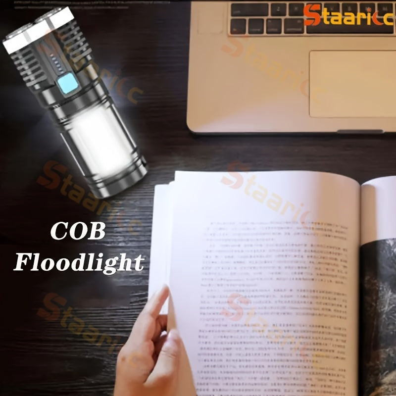 LED Flashlight with USB Rechargeable COB Side Light 4 Modes Dimmable Waterproof IPX-4 Outdoor
