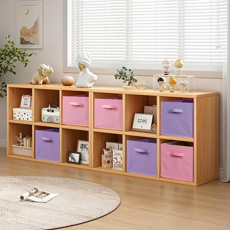 Set of 6 Pastel Purple Ombre Non-Woven Storage Boxes with Handles for Home Office