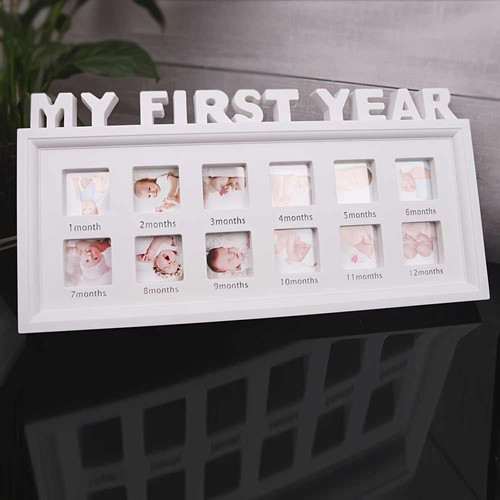 Baby Milestone Photo Frame for First Year Wall and Table Decor