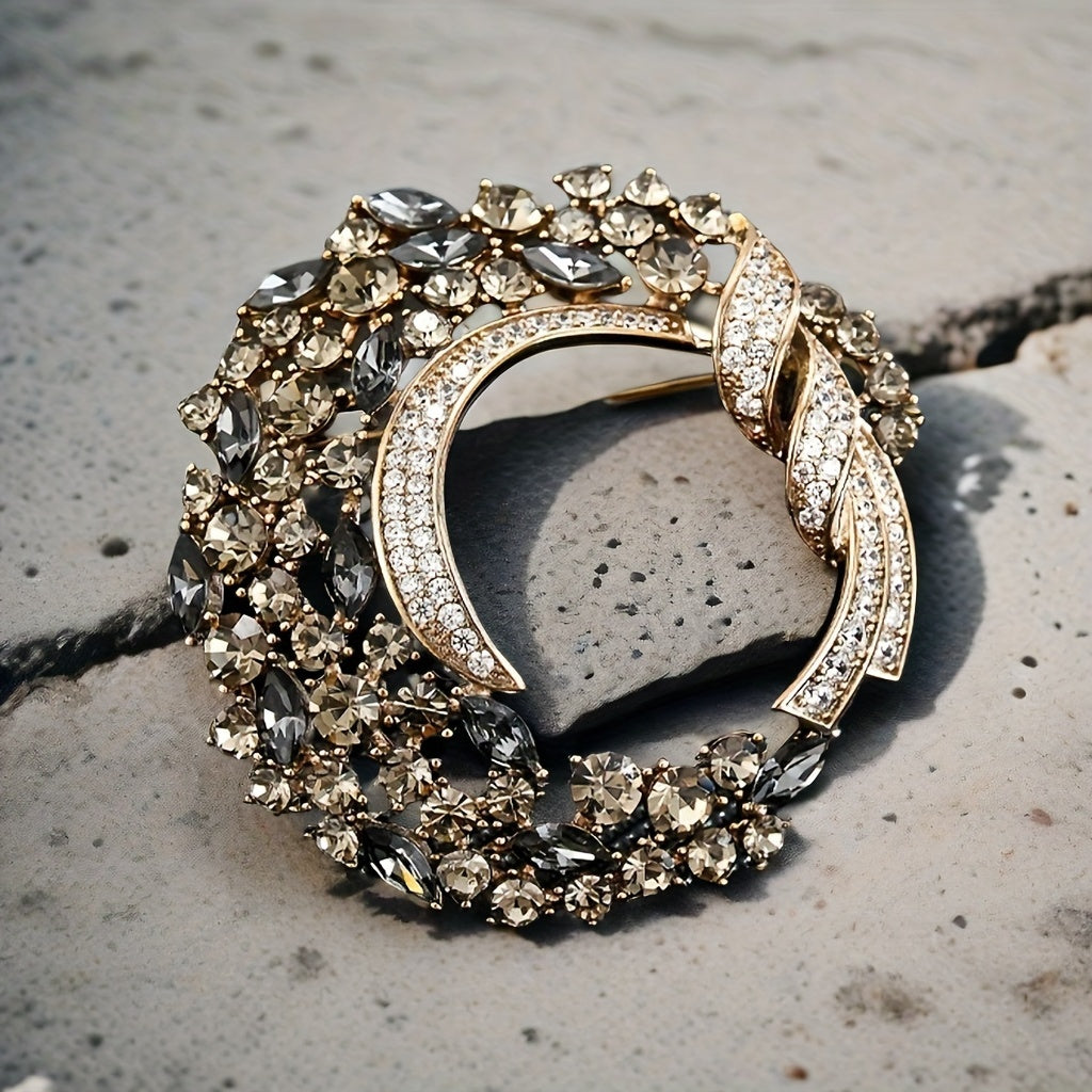 Zirconia Flower Wreath Brooch for Women Jewelry Gift for Birthday Anniversary Christmas