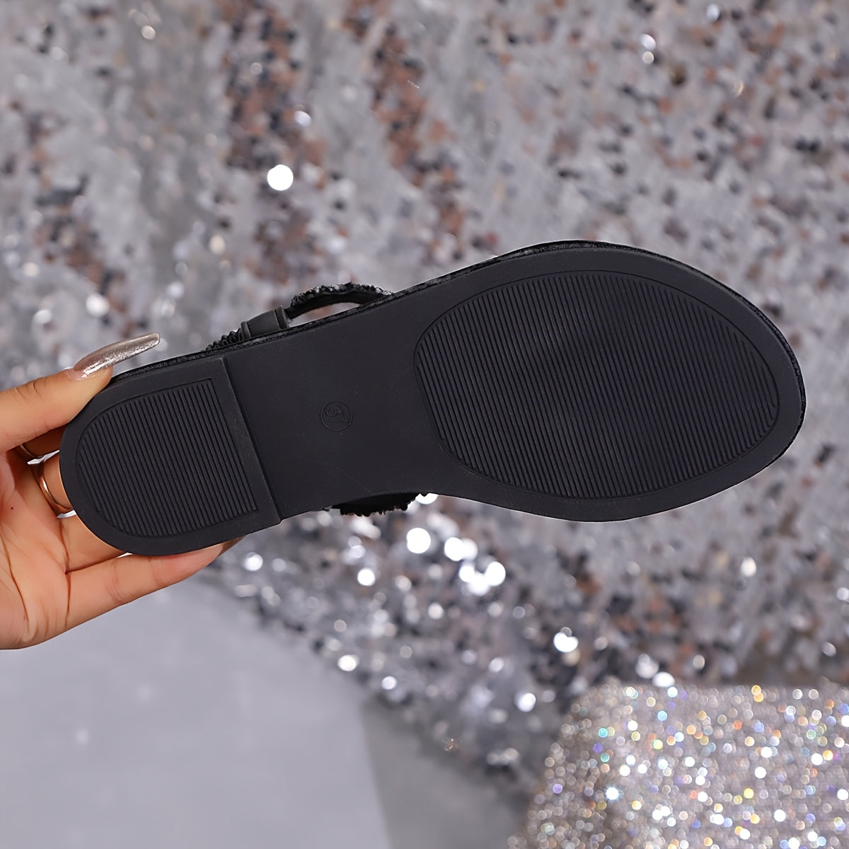 Women's Sequin Decorated Summer Flip-Flops Casual Flat Sandals