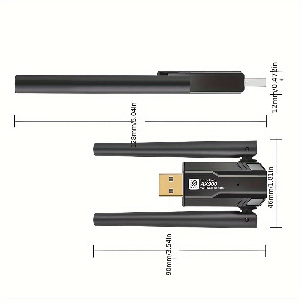 WiFi 6 USB Adapter Dual Band 900Mbps Wireless Network Card for Mac Windows