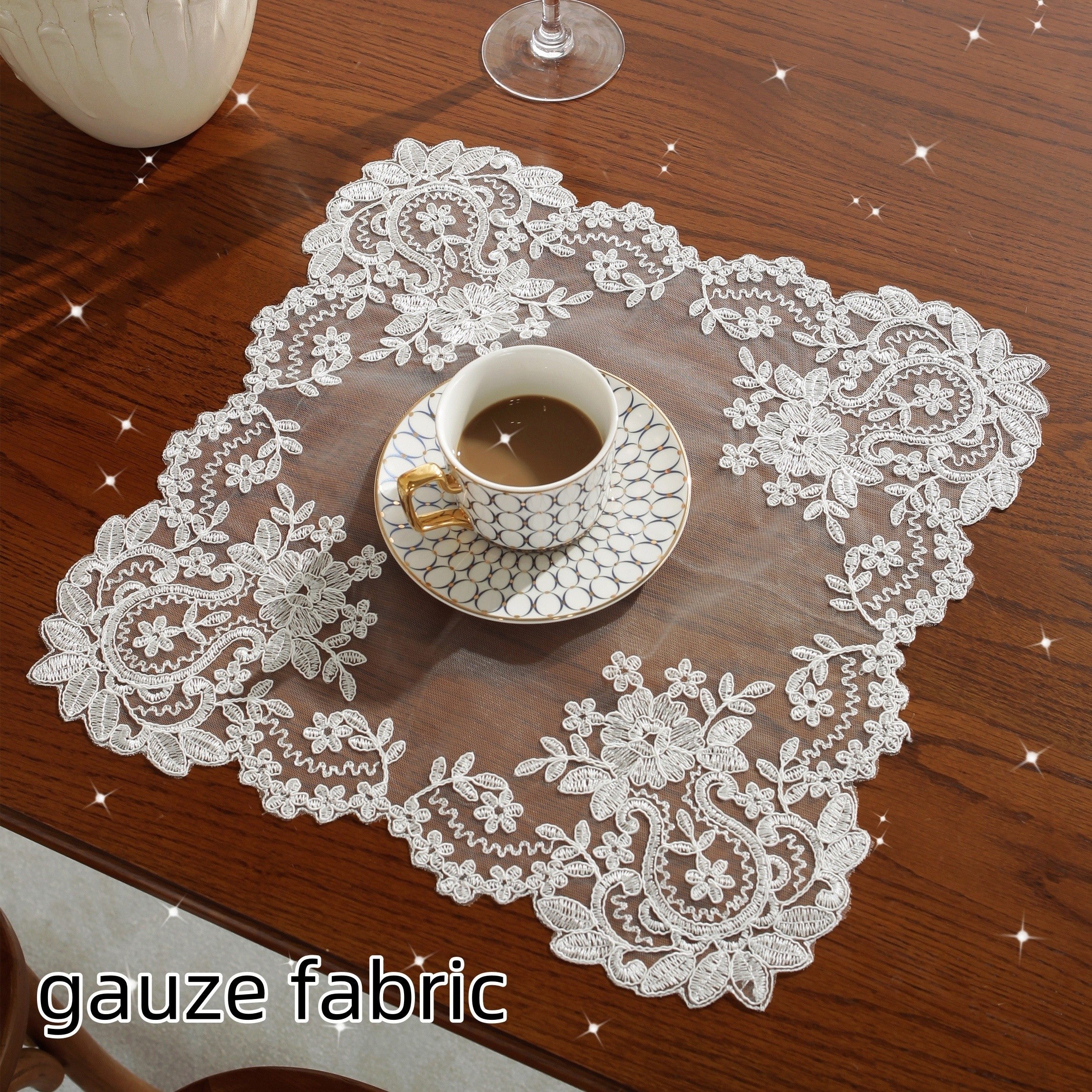 White Lace Table Runner with Floral Embroidery, Elegant, Multiple Sizes