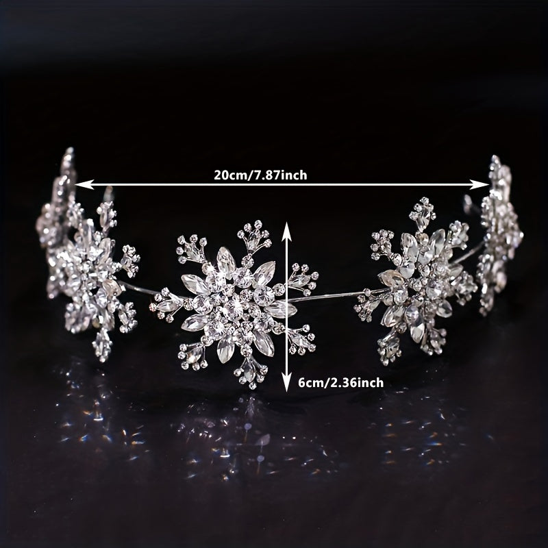 Snowflake Shaped Hair Headband for Weddings with Crystal Details