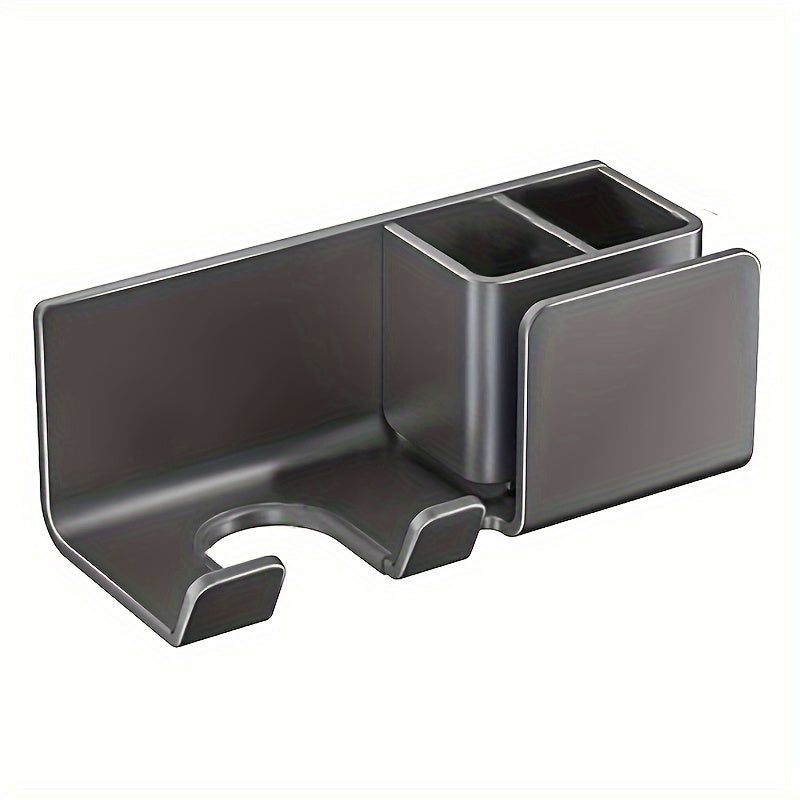 Soporte de secador de pelo de pared de plástico con espacio de almacenamiento - accesorio de baño que ahorra espacio