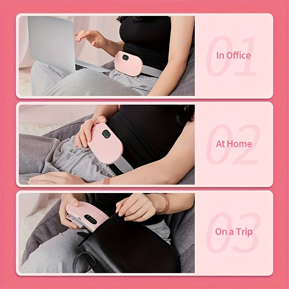 Portable Heating Belt for Women USB Rechargeable Belly Wrap with 3-Speed Temperature and 4-Mode Massage