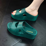Women's PVC Thick-Soled Open-Toe Wedge Sandals Flat Casual Shoes