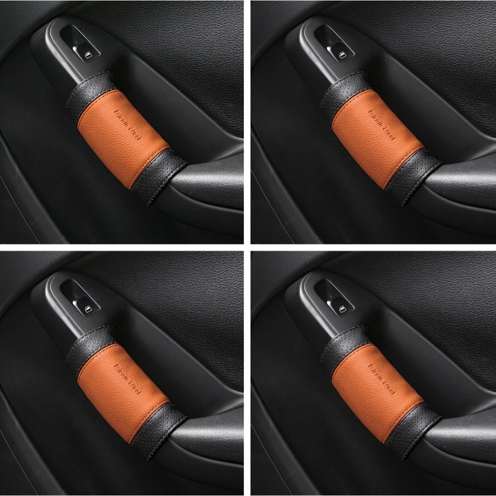 Car Door Handle Covers Leather Texture Grip Four Doors Universal