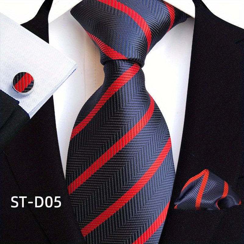 Men's Three-Piece Suit Set with Paisley Tie Pocket Towel and Cufflinks