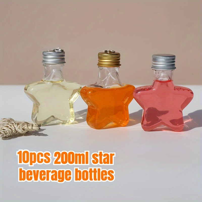 Set of 10 Small Star-Shaped 200ml Clear Plastic Beverage Bottles for Christmas Tree Decoration