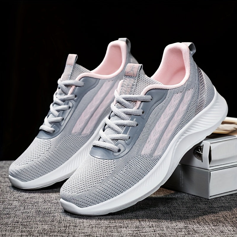 Women's Lightweight Mesh Running Sneakers White Purple Casual Low-Top