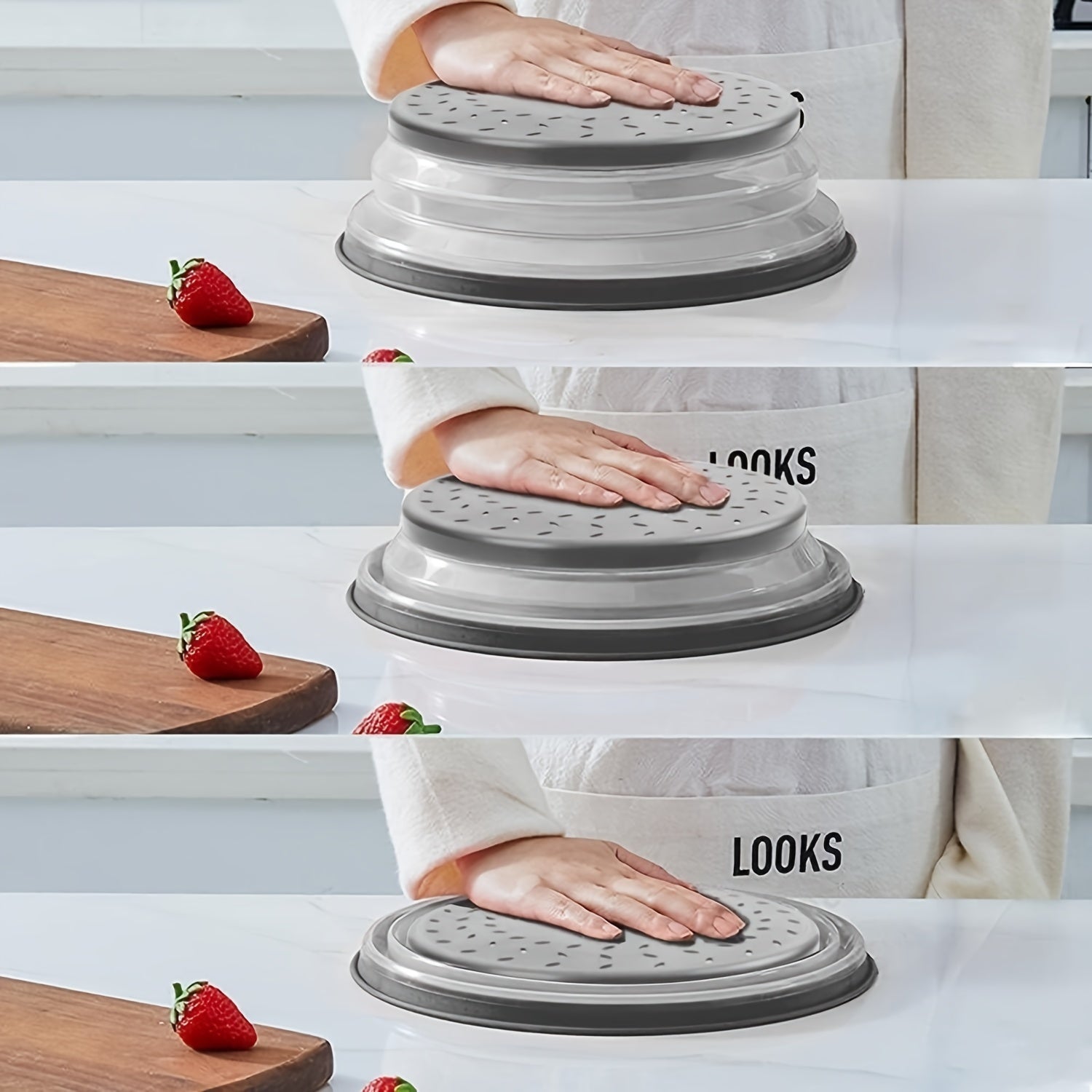 Yopilishi mumkin bo'lgan mikroto'lqinli pech uchun 26.67 sm ventilyatsiya qilingan yopqich bilan xavfsiz pishirish uchun Splatter Guard