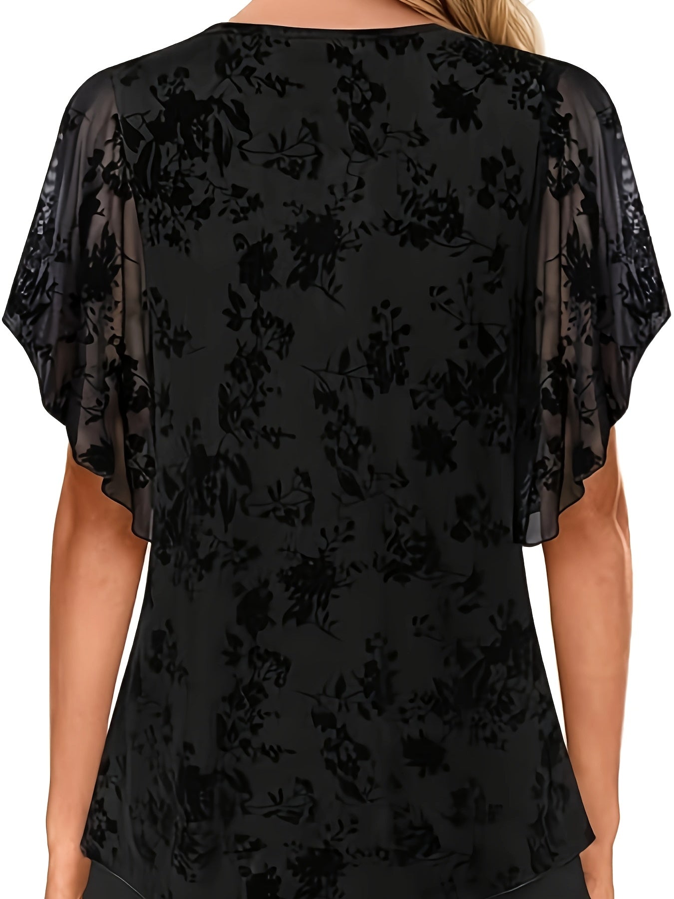 Women Plus Size Double Layer Mesh Elegant Blouses