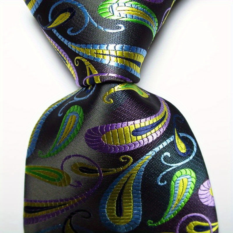 Мужской галстук с пейсли золотой, синий, черный классический принт для деловой вечеринки, свадьбы