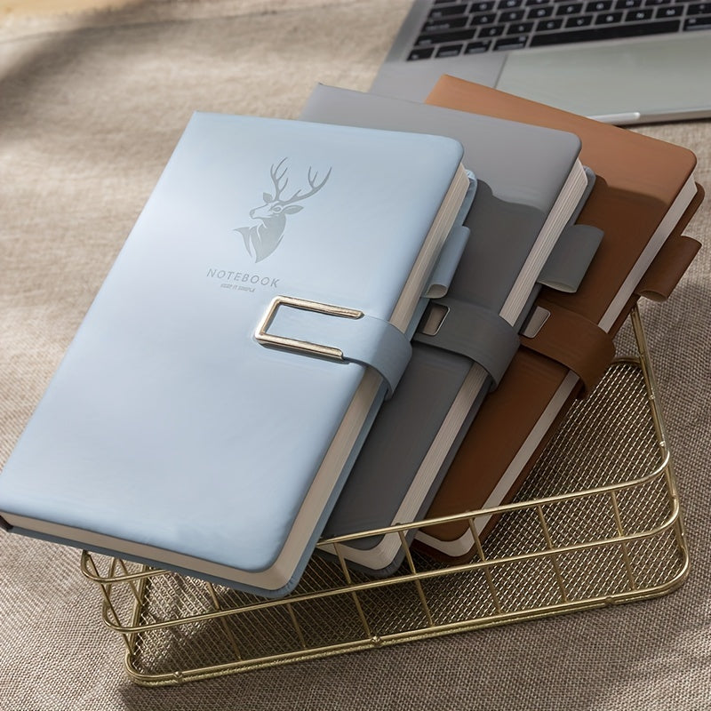 Faux Leather Notebook with Buckle Closure Waterproof Square Grid Pages A5 for Home Office Study