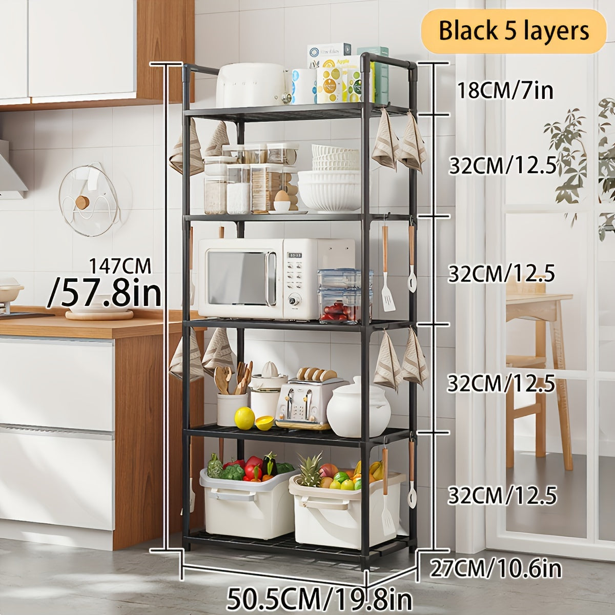 Kitchen Storage Rack for Microwave Oven Electric Rice Cooker and Fruit Vegetable Organizer Shelf