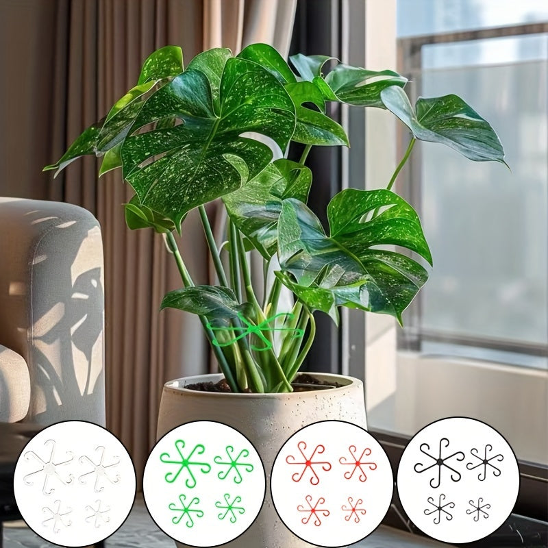 4 Pcs Transparent Green Plant Support Clips Garden Trellis for Stems