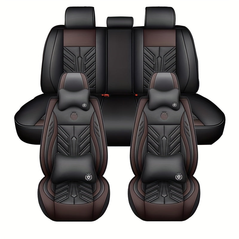Car Seat Cover Full PU Leather Universal All-Season Auto Interior