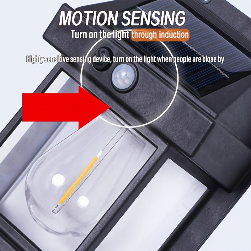 Solar Powered LED Wall Lamps with Motion Sensor for Outdoor Porch Garden Yard Fence Black