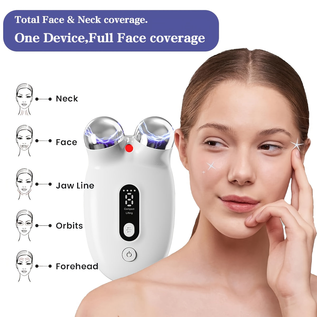 Facial and Neck Massager with 3 Modes 9 Intensity Levels Rechargeable Lithium Battery