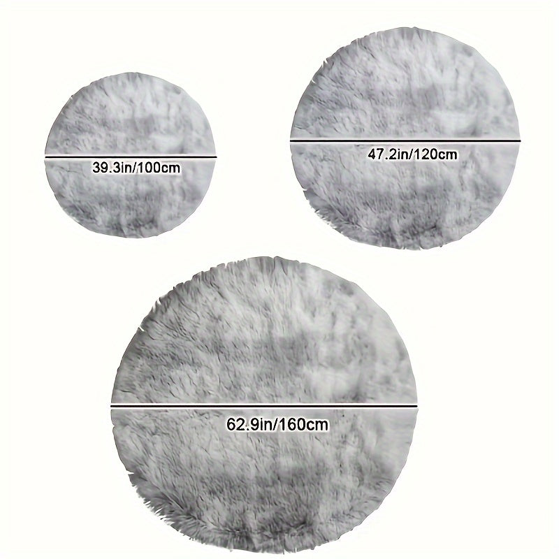 Soft Fluffy Tie-Dye Round Mat 3cm Thick Velvet for Living Room and Bedroom