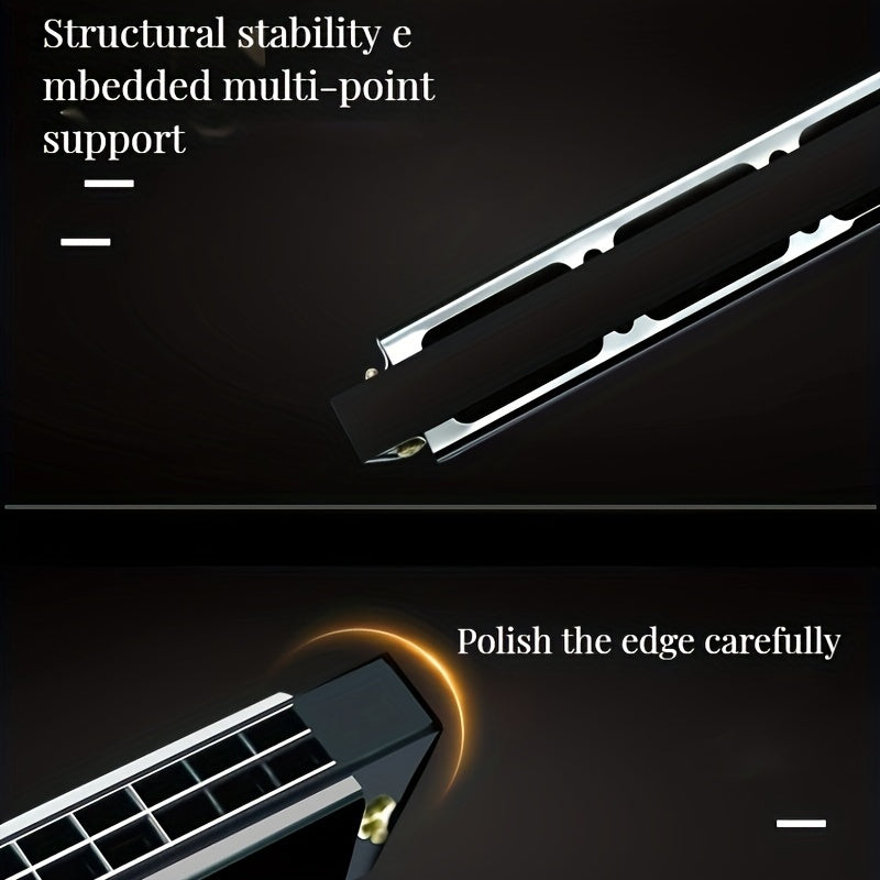 Губная гармошка диатоническая на 24 отверстия в тональности C, черный металл, с футляром