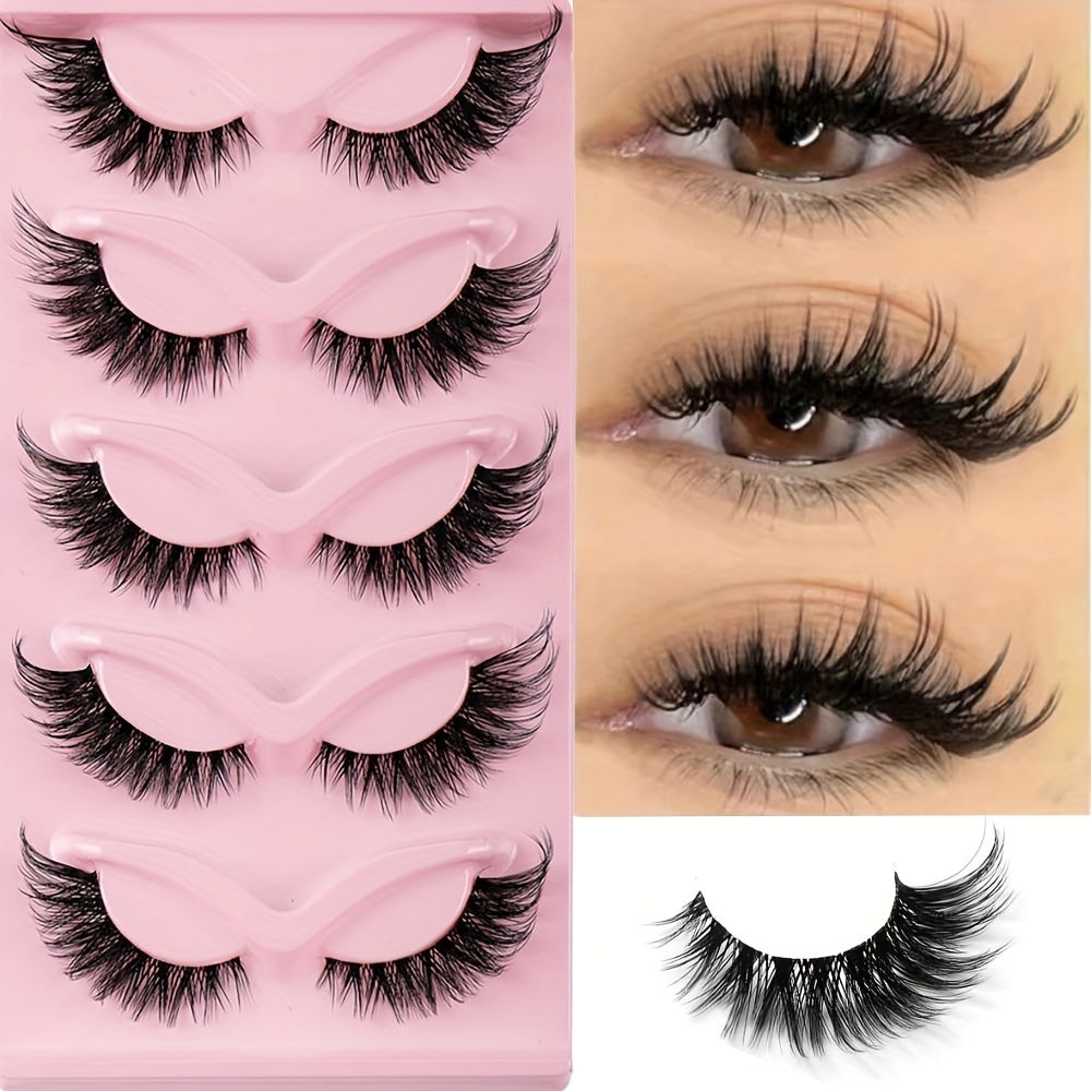 Women False Eyelashes Cat Eye Wing Tail Natural Long Eye Extensions 5 Pairs