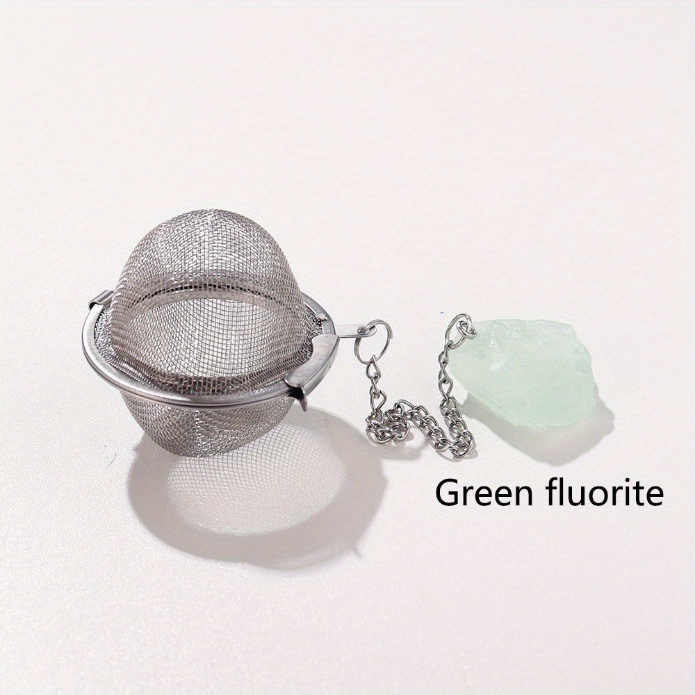 Stainless Steel Tea Filter Maker with Natural Crystal Stone