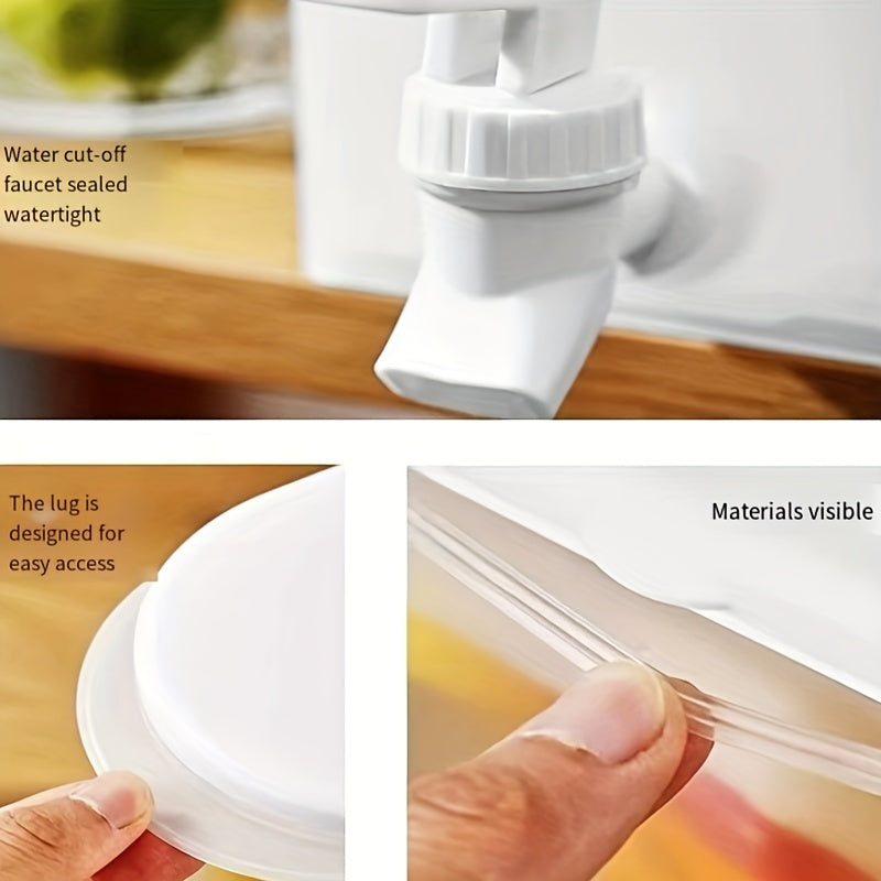 Large Capacity White Plastic Refrigerator Drink Dispenser with Faucet for Juice Lemonade Tea