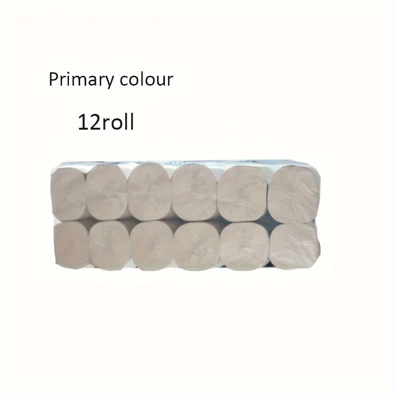 12-Roll Thickened Core Toilet Paper Family Pack for Wiping and Cleaning