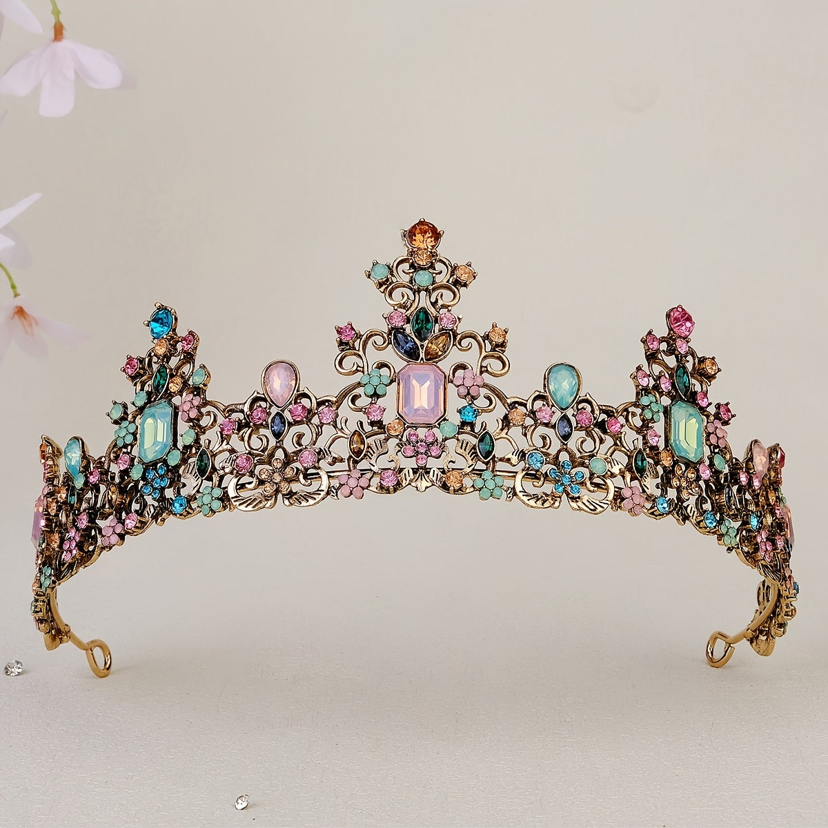 Цветная корона-ободок из сплава драгоценных камней для вечеринок, свадеб и косплея