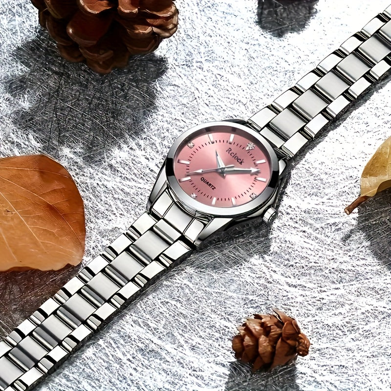 Women's Quartz Watch Sleek Round Alloy Case Non-Rechargeable Battery Multifunctional