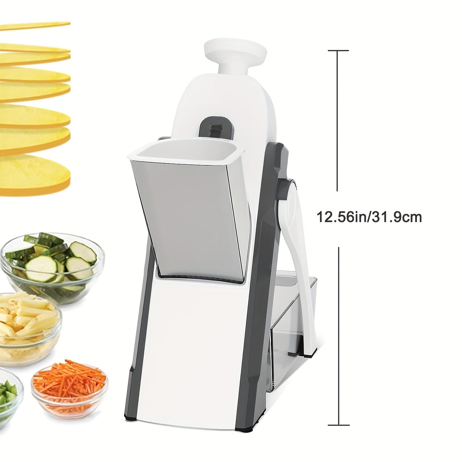 Multi-Functional 5-in-1 Vegetable Chopper Gray, Adjustable Thickness, Easy Meal Prep