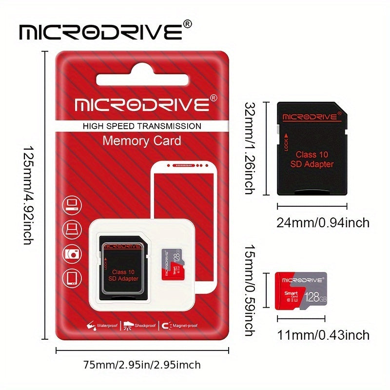High Speed Class 10 MicroSD Card with SD Adapter 16GB to 256GB U3 for Smartphones Cameras DVRs