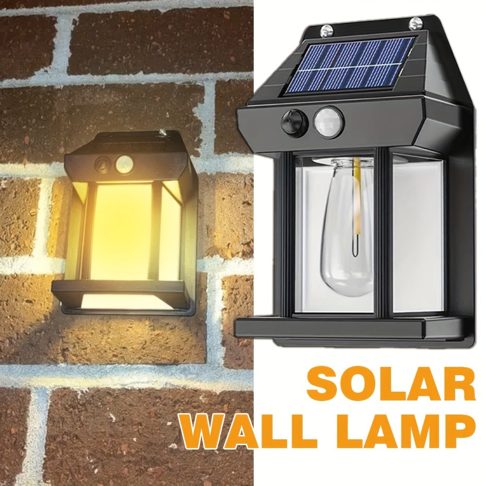 Solar Wall Light with Motion Sensor Adjustable Brightness and Three Lighting Modes Outdoor Decor