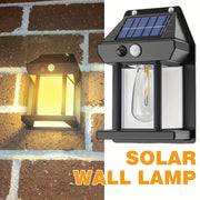 Solar Wall Light with Motion Sensor Adjustable Brightness and Three Lighting Modes Outdoor Decor