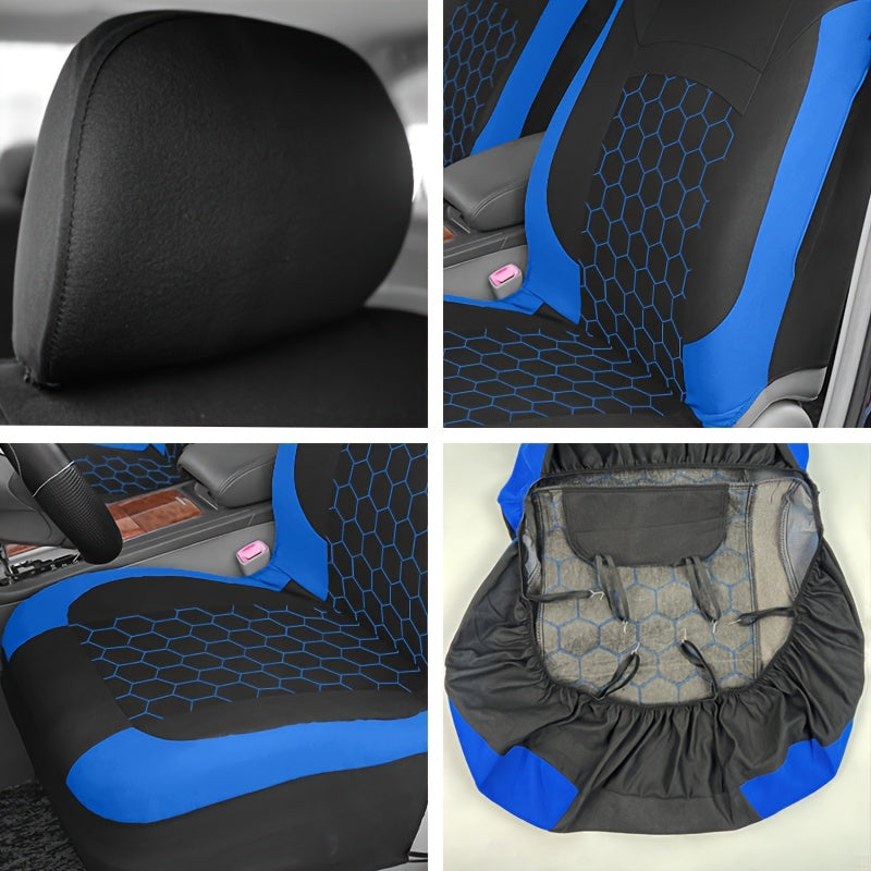 Universal Car Seat Covers Black Red Woven Polyester Durable Pack of 2
