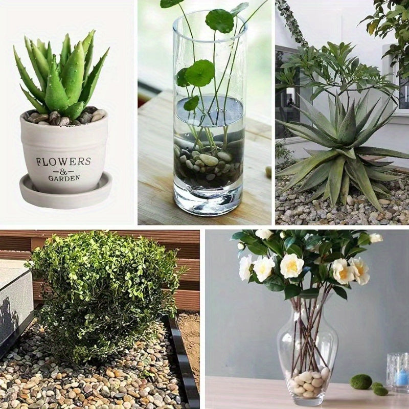 500g Natural Stone Pebbles for Aquarium Garden Landscaping White Black Brown Gray