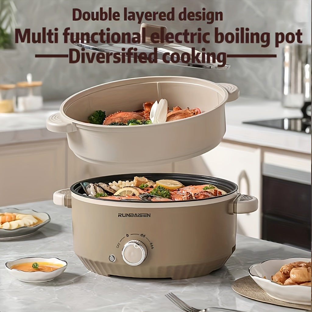 28 см Двухслойная антипригарная электрическая вок-машина многофункциональный кухонный горшок для дома, общежития, вечеринок