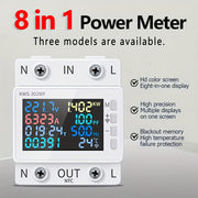 8In1 Din Rail AC Power Meter Voltaj Joriy Kuchlanish Kuchlanish Faktor Faol Kuch 220V 63A