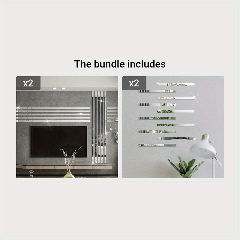 10 серебристых зеркальных декоративных полос самоклеящаяся настенная живопись для домашнего декора