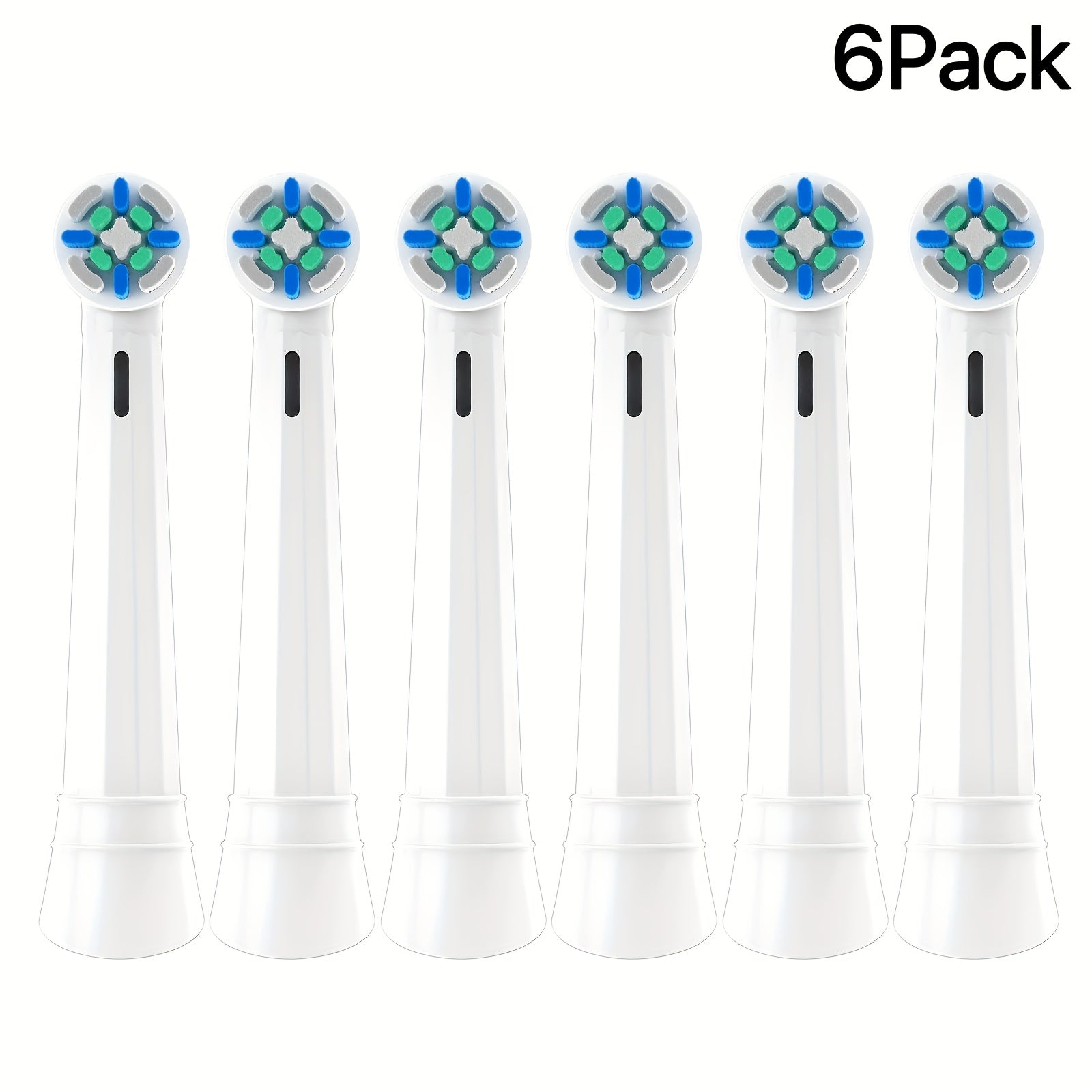 Pack of 8 White Green Electric Toothbrush Replacement Heads High-Density Bristles