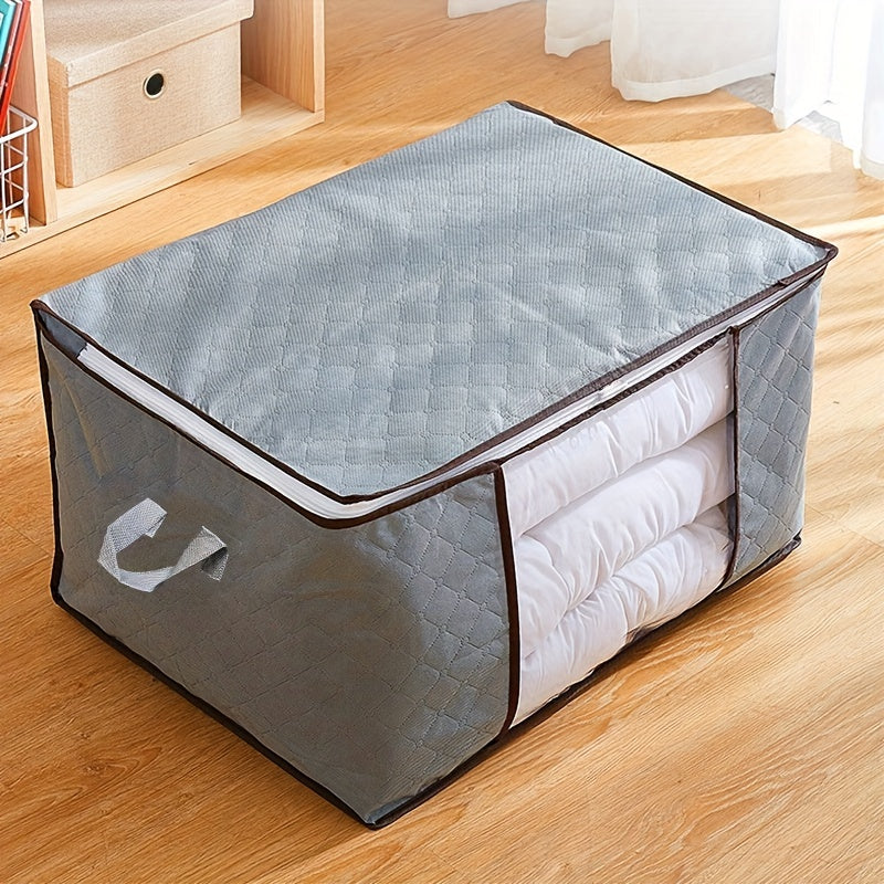 Canvas Storage Box with Clear Window for Clothes Blankets and Pillows
