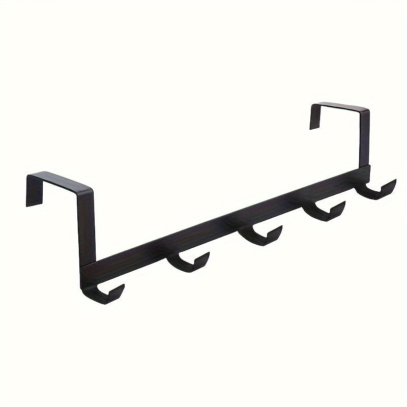 Contemporary Metal Wall Mount Hook Rack 5 Hooks Rust-Resistant 29cm Polished Finish