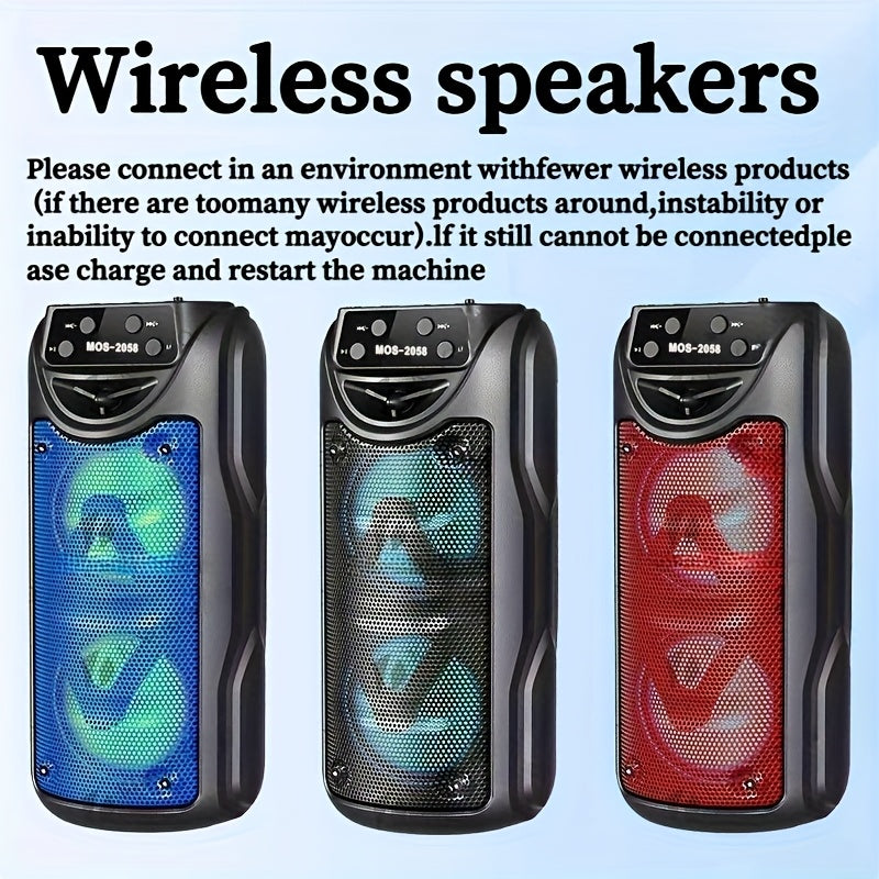 XSound Portativ Simsiz Dinamik, Ikki 4-Dyuymli Stereo Ovoz, USB Zaryadlash, Qayta Zaryadlanadigan Litiy Batareya, Siri Boshqaruvi, LED Rangli Chiroqlar, FM Radio, TF Kartasi Slot. Tashqi Kamping uchun Ideal.