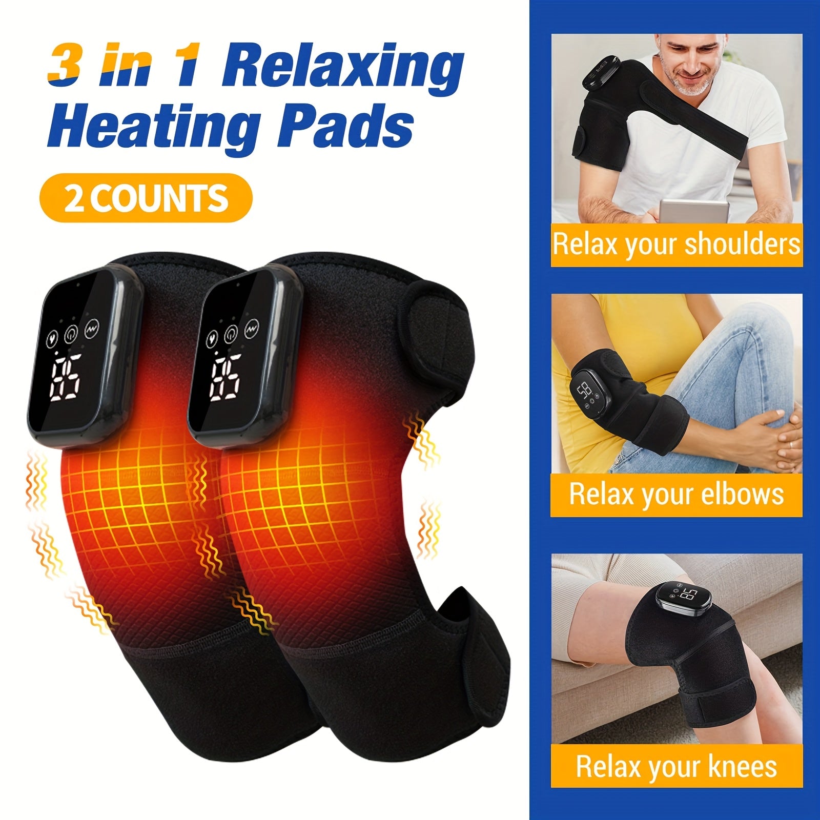Cordless Knee Massager with Heating and Vibration for Joint and Muscle Relief
