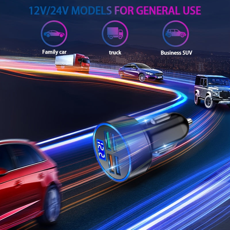 Universal Car USB Charger Adapter 4-Port Digital Display Fast Charging