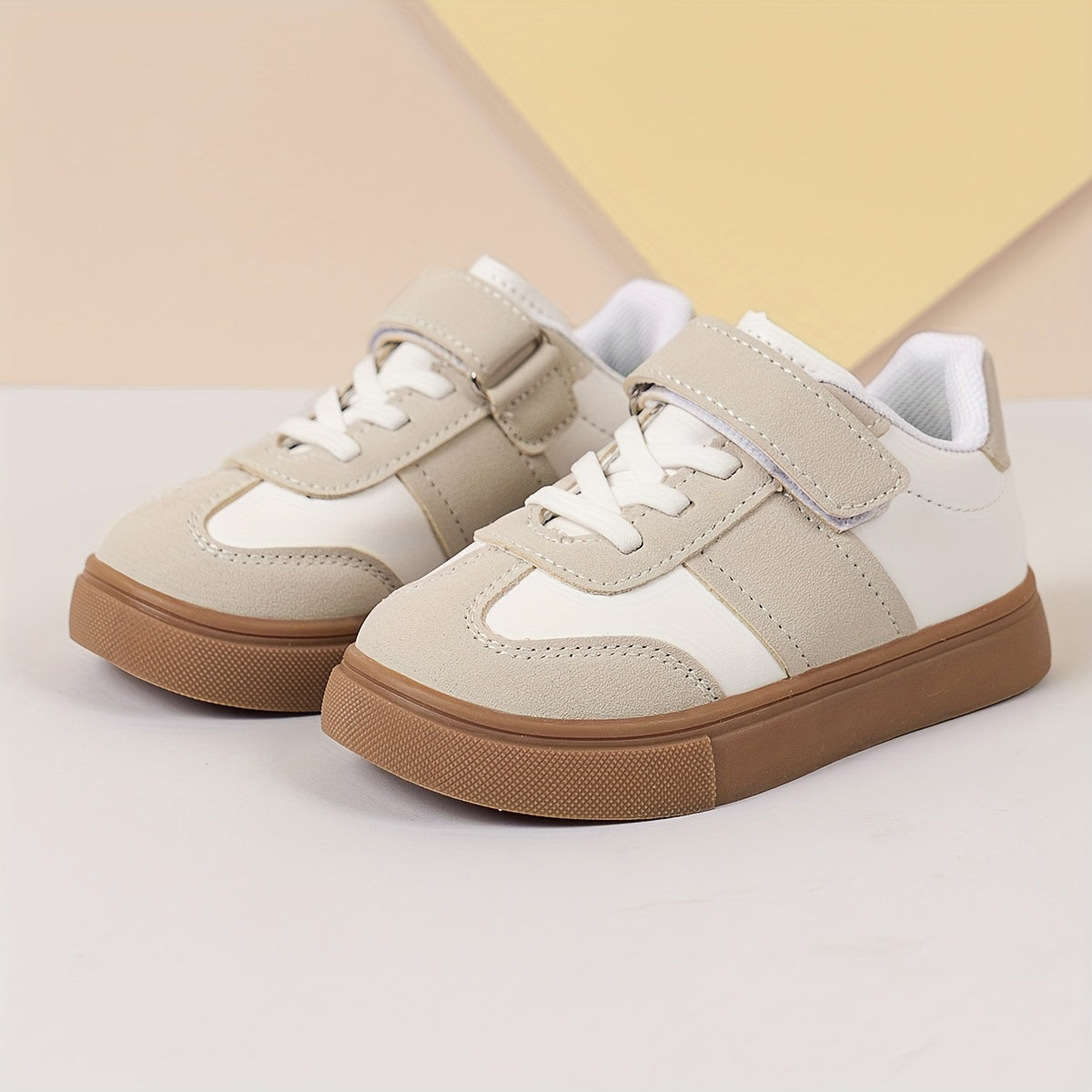 Kids' Solid Color Low Top Sneakers with Hook and Loop Fastener Non-Slip TPR Sole