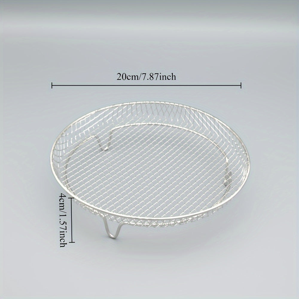 Havoni qovurish uchun zanglamaydigan po'latdan yasalgan aksessuar to'plami - doira panjara, bug' racki, quritish stendi, BBQ savati va ortiqcha filtrni o'z ichiga oladi.