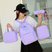 4 ta ruksak, kesish sumkasi, qo'l sumkasi va qalam sumkasi klassik bir xil ranglarda. Ayollar va erkaklar uchun tasodifiy sayohat uchun mos, katta sig'imga ega. Maktab qizlari va talabalar uchun ideal.